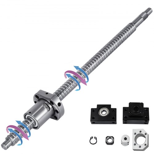VEVOR Ball Screw SFU1605 350mm,Ballscrew Kit Anti-Backlash RM1605 350mm Ball Screws + 1 Set BK and BF12 Support Ballnut + Couplers,Ball Screws for CNC Machine