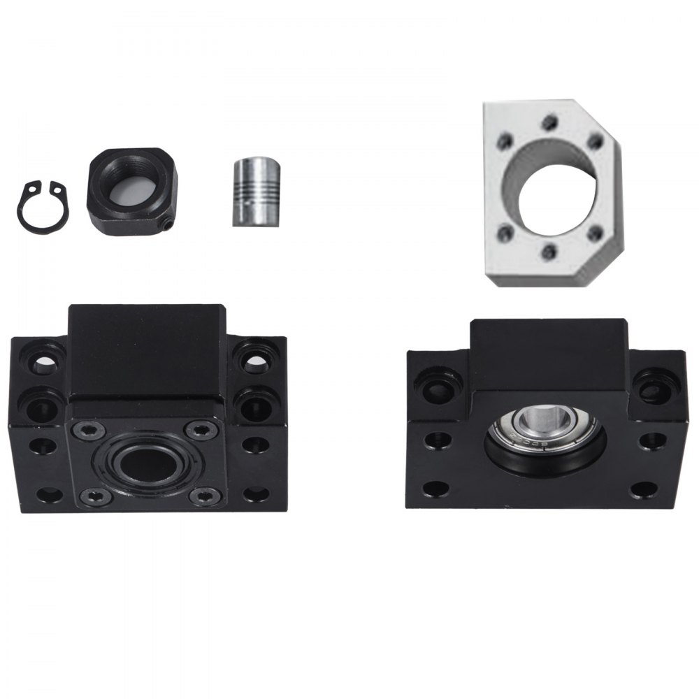 VEVOR Husillo de bolas SFU1605 350 mm, kit de husillo de bolas Anti-retroceso RM1605 350 mm Husillos de bolas + 1 juego BK y BF12 Soporte Ballnut + Acopladores, Husillos de bolas para máquina CNC