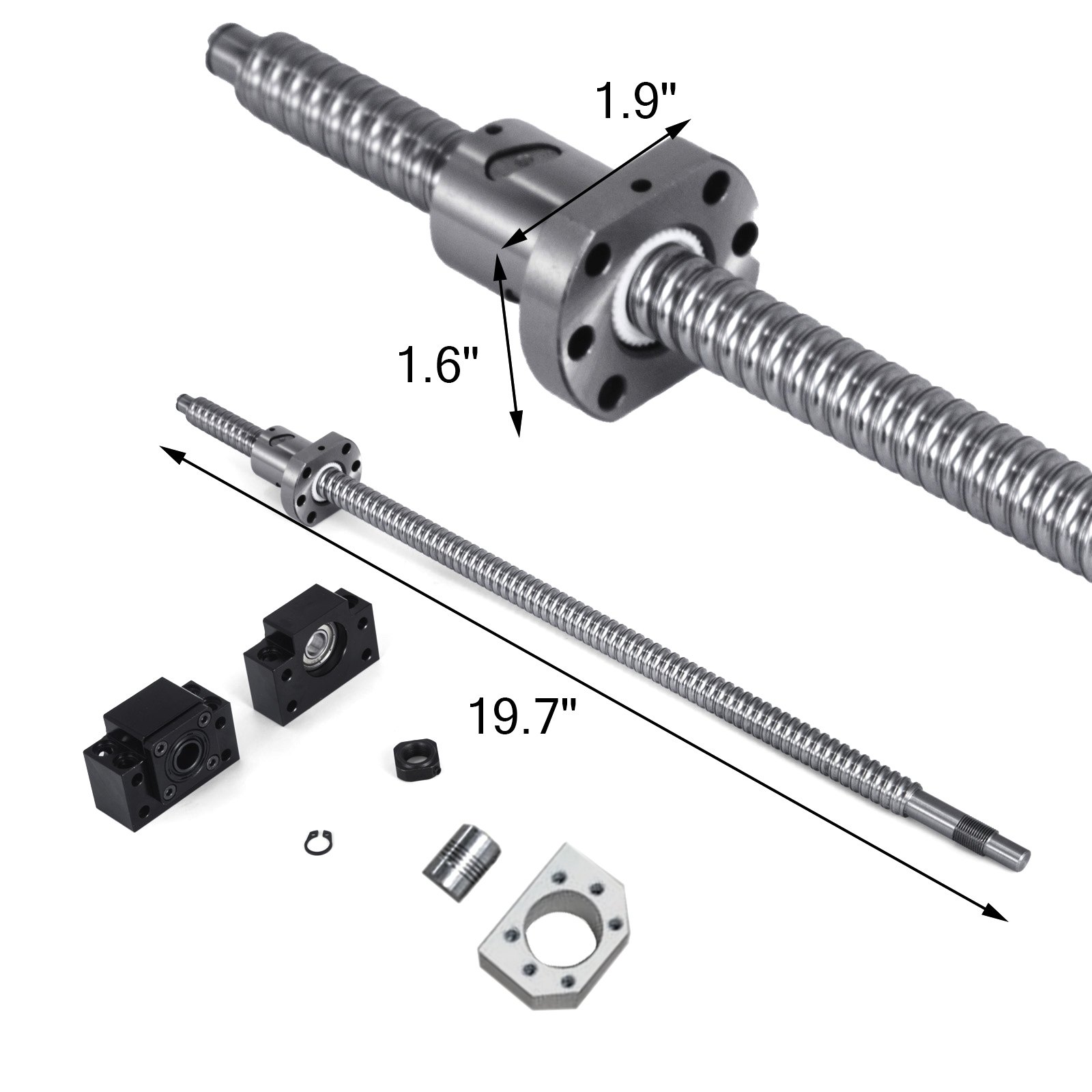 Anti-backlashed Ball screw SFU1605 500 RM1605 CNC Set Ball Nut Screw Nut Housing