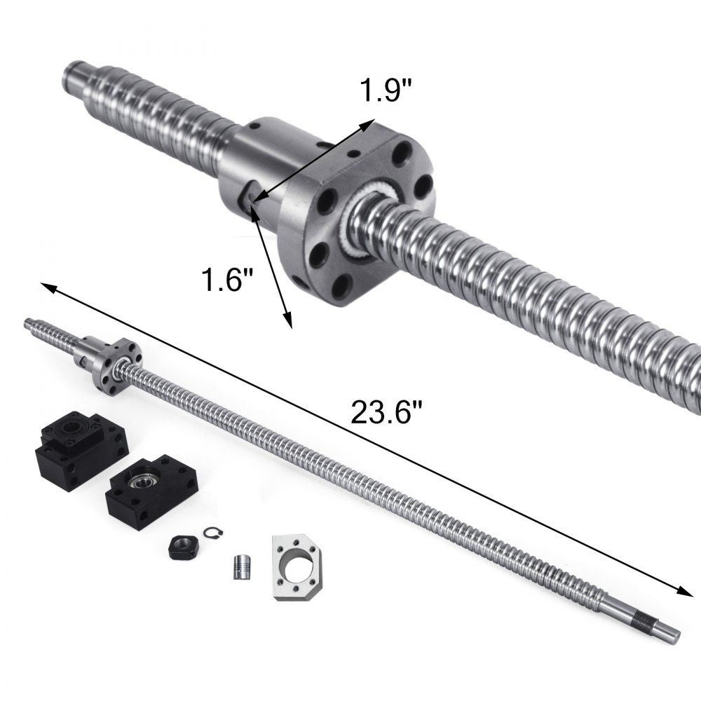 Antibacklash Ball Screw Sfu1605 600mm & Bk/bf12 + 6.35x10mm Coupler Set