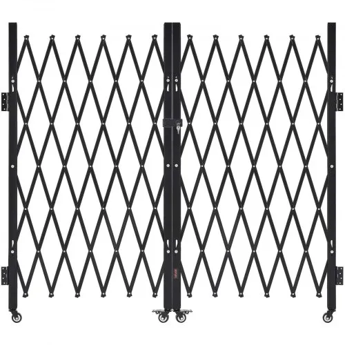 VEVOR Double Folding Security Gate, Lockable Scissor Gate with 360° Swivel Casters, Outdoor Barricade Steel Retractable Gates, for Entry Security, Garage, Warehouse & Pool, 125.98 x 63.19 in (W x H)