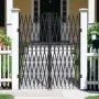 VEVOR Double Folding Security Gate, Lockable Scissor Gate with 360° Swivel Casters, Outdoor Barricade Steel Retractable Gates, for Entry Security, Garage, Warehouse & Pool, 145.67 x 86.81 in (W x H)