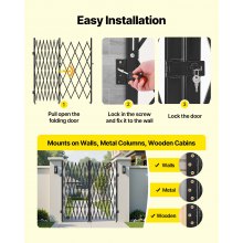 VEVOR Double Folding Security Gate, Lockable Scissor Gate with 360° Swivel Casters, Outdoor Barricade Steel Retractable Gates, for Entry Security, Garage, Warehouse & Pool, 145.67 x 86.81 in (W x H)