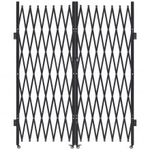 VEVOR Double Folding Security Gate, Lockable Scissor Gate with 360° Swivel Casters, Outdoor Barricade Steel Retractable Gates, for Entry Security, Garage, Warehouse & Pool, 145.67 x 86.81 in (W x H)