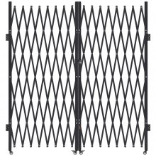 VEVOR Double Folding Security Gate, Lockable Scissor Gate with 360° Swivel Casters, Outdoor Barricade Steel Retractable Gates, for Entry Security, Garage, Warehouse & Pool, 155.12 x 86.81 in (W x H)
