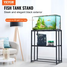VEVOR Aquarium Stand, 20 Gallon Fish Tank Stand, 24.8 x 13 x 30 in Steel Turtle Tank Stand, 167.6 lbs Load Capacity, Reptile Tank Stand with Storage, Hardware Kit, and Non-slip Feet, Black