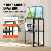 VEVOR Aquarium Stand, 20 Gallon Fish Tank Stand, 24.8 x 13 x 30 in Steel Turtle Tank Stand, 167.6 lbs Load Capacity, Reptile Tank Stand with Storage, Hardware Kit, and Non-slip Feet, Black