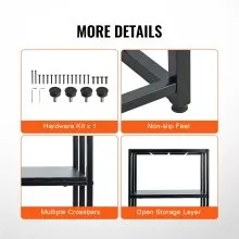 VEVOR Aquarium Stand, 20 Gallon Fish Tank Stand, 24.8 x 13 x 30 in Steel Turtle Tank Stand, 167.6 lbs Load Capacity, Reptile Tank Stand with Storage, Hardware Kit, and Non-slip Feet, Black