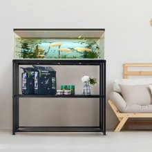 VEVOR Aquarium Stand, 40 Gallon Fish Tank Stand, 36.5 x 18.5 x 29.5 in Steel Turtle Tank Stand, 335 lbs Load Capacity, Reptile Tank Stand with Storage, Hardware Kit, and Non-slip Feet, Black