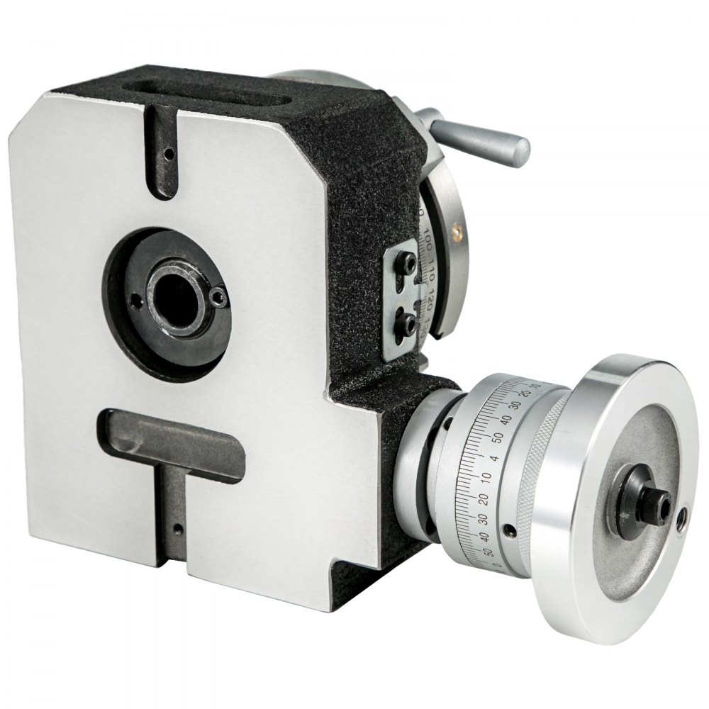 Mesa rotativa VEVOR Mesa rotativa horizontal de 4 polegadas (100 mm) 2/5 polegadas (10 mm) Mesa rotativa de fresagem de 4 ranhuras Mesa rotativa MT-2 para fresagem com conjunto de placa de indexação para perfuração de fresagem de precisão