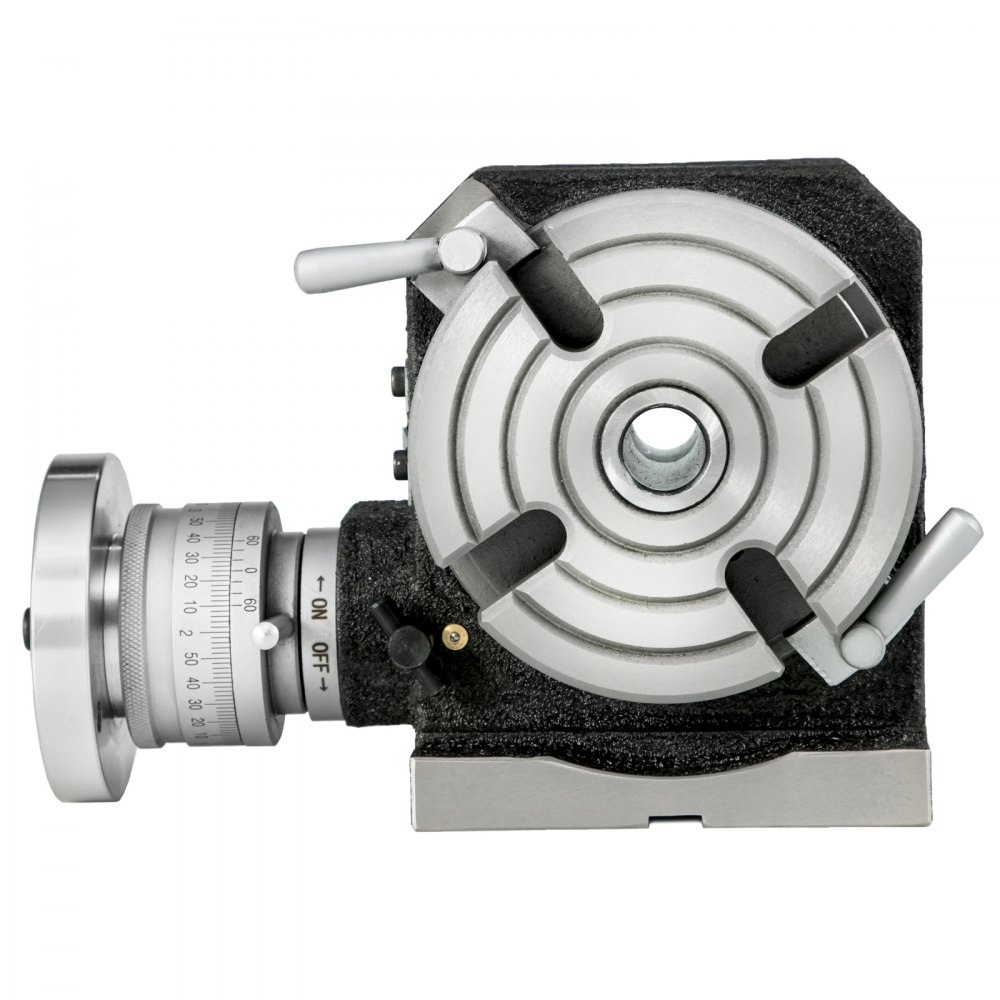 Mesa rotativa VEVOR Mesa rotativa horizontal de 4 polegadas (100 mm) 2/5 polegadas (10 mm) Mesa rotativa de fresagem de 4 ranhuras Mesa rotativa MT-2 para fresagem com conjunto de placa de indexação para perfuração de fresagem de precisão