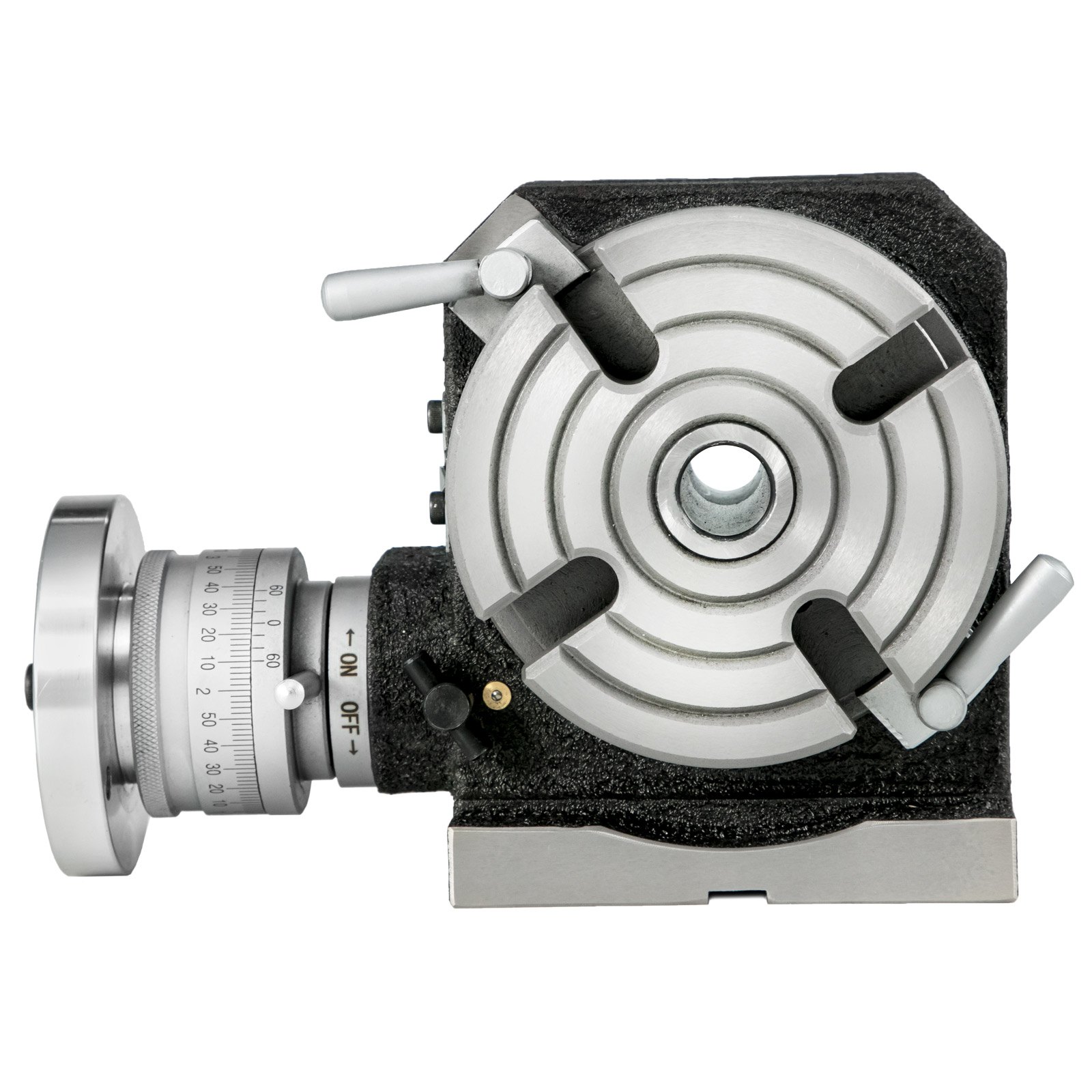VEVOR rotary table with precision scale and adjustable handle.
