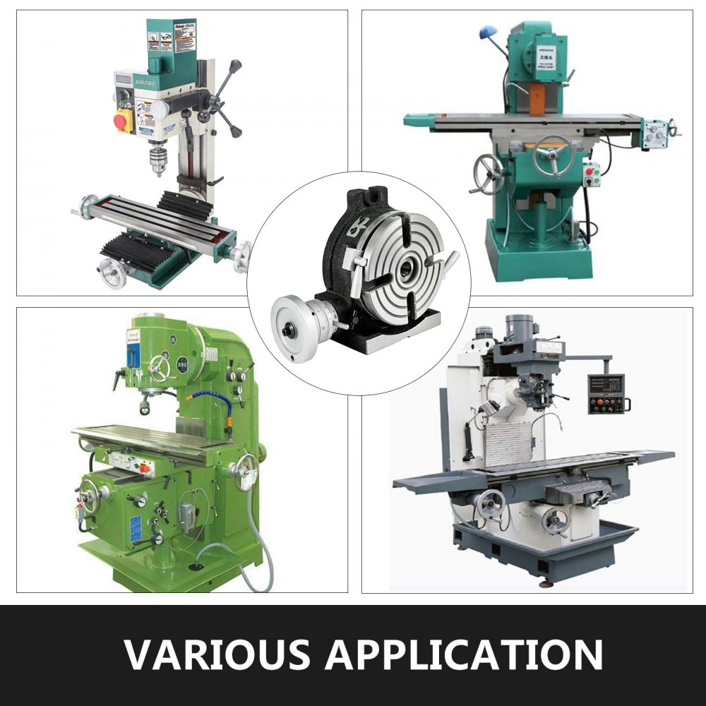 VEVOR Rotary Table 6inch(150mm) Horizontal Vertical Milling Table 2/5inch(10mm) 4-Slot Milling Rotary Table MT-2 Rotary Table for Milling with Indexing Plate Set for Precision Milling Drilling