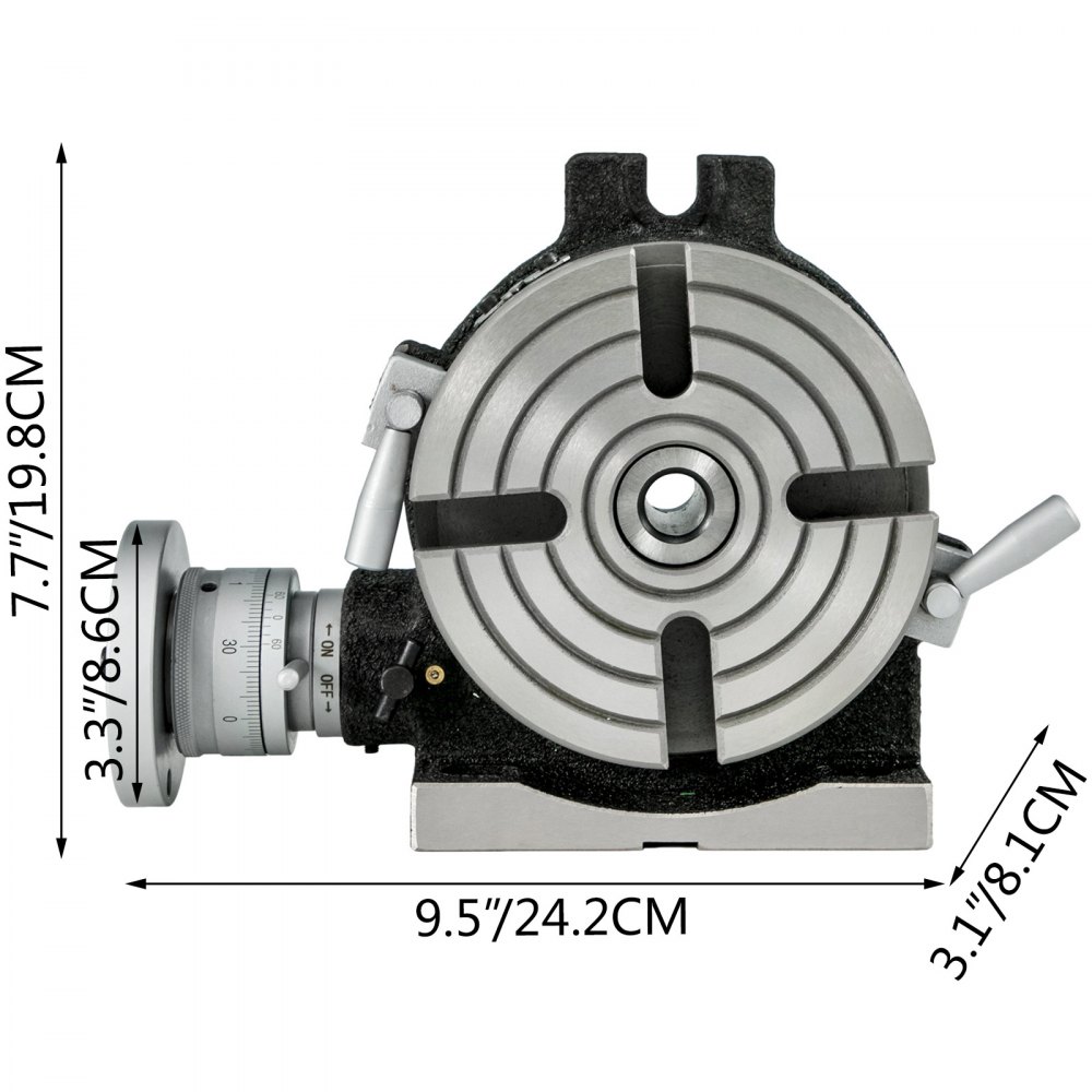 VEVOR Rotary Table 6inch(150mm) Horizontal Vertical Milling Table 2/5inch(10mm) 4-Slot Milling Rotary Table MT-2 Rotary Table for Milling with Indexing Plate Set for Precision Milling Drilling