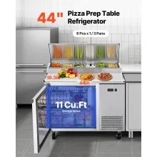 Mesa de preparación de pizza refrigerada comercial de acero inoxidable con una sola puerta