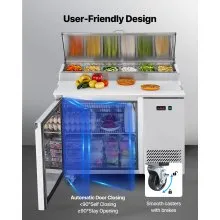 Mesa de preparación de pizza refrigerada comercial de acero inoxidable con una sola puerta