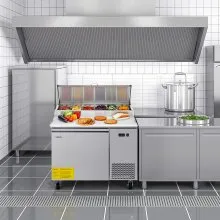 Mesa de preparación de pizza refrigerada comercial de acero inoxidable con una sola puerta
