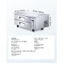 VEVOR Chef Base Refrigerator, 52" W Commercial Chef Bases Worktop Refrigerators, 2-Drawer Under Counter Fridge with 8 Pans Stainless Steel, Heavy-Duty Refrigerated Base, Invisible Door Handle