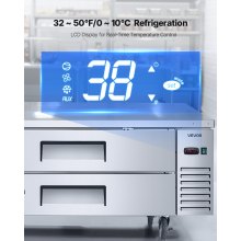 Commercial Chef Base Refrigerator Kitchen Prep Worktable 52 inch Dual Drawer