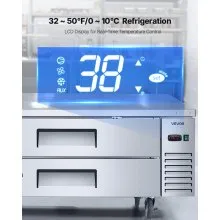 Commercial Chef Base Refrigerator Kitchen Prep Worktable 52 inch Dual Drawer