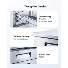 Commercial Chef Base Refrigerator Kitchen Prep Worktable 52 inch Dual Drawer