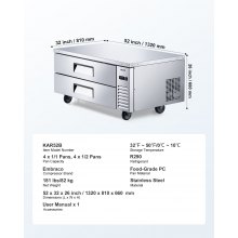 Commercial Chef Base Refrigerator Kitchen Prep Worktable 52 inch Dual Drawer