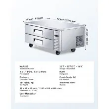 Commercial Chef Base Refrigerator Kitchen Prep Worktable 52 inch Dual Drawer