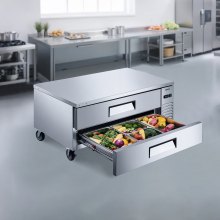 Commercial Chef Base Refrigerator Kitchen Prep Worktable 52 inch Dual Drawer