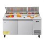 Commercial Refrigerated Pizza Prep Table Stainless Steel Fridge Double Door