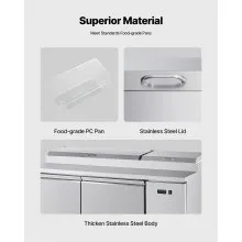 Mesa de preparación de pizza refrigerada comercial de acero inoxidable con doble puerta