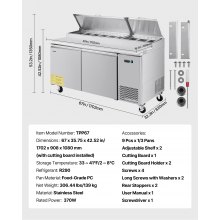 Commercial Refrigerated Pizza Prep Table Stainless Steel Fridge Double Door