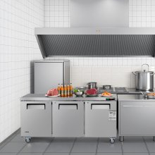 Commercial Freezer Prep Table Stainless Steel 72 inch Triple Door