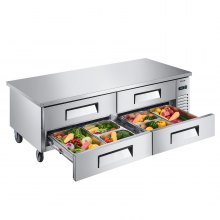 Commercial Chef Base Refrigerator Kitchen Prep Worktable 72 inch Four Drawer