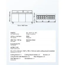 Commercial Refrigerated Sandwich Prep Workable Triple Door Stainless Steel