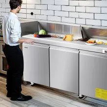 Commercial Refrigerated Sandwich Prep Workable Triple Door Stainless Steel