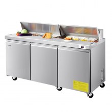 Commercial Refrigerated Sandwich Prep Workable Triple Door Stainless Steel
