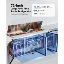 Commercial Refrigerated Sandwich Prep Workable Stainless Steel Triple Door