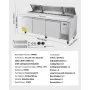 VEVOR 93"W Commercial Refrigerator, Pizza Prep Refrigerated Table, 20" Ultra Wide Countertop Food Prep Worktable, 30.8 Cu.Ft Single Door Salad Prep Fridge, 12 Pans Pizza Make Worktop with Cutting Board