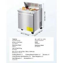 Commercial Refrigerated Sandwich Prep Worktable Stainless Steel Single Door