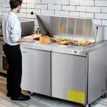Commercial Refrigerated Sandwich Prep Worktable Double Door Stainless Steel
