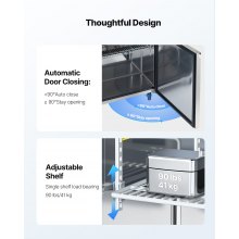Commercial Refrigerated Sandwich Prep Worktable, Stainless Steel Double Door