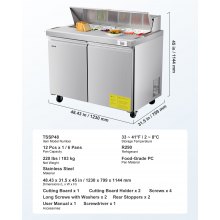 Commercial Refrigerated Sandwich Prep Worktable, Stainless Steel Double Door
