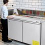 VEVOR 60"W Commercial Refrigerator, 15.4 Cu. Ft Sandwich Prep Refrigerated Table, Mega Top Food Prep Fridge with 16 Pans and Cutting Board, Stainless Steel Salad Prep Cooler for Restaurant, Food Truck