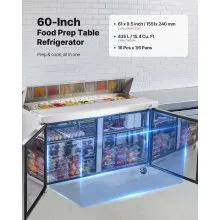 Commercial Sandwich Prep Table Refrigerator Double Door Stainless Steel