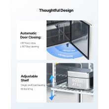 Commercial Sandwich Prep Table Refrigerator Double Door Stainless Steel