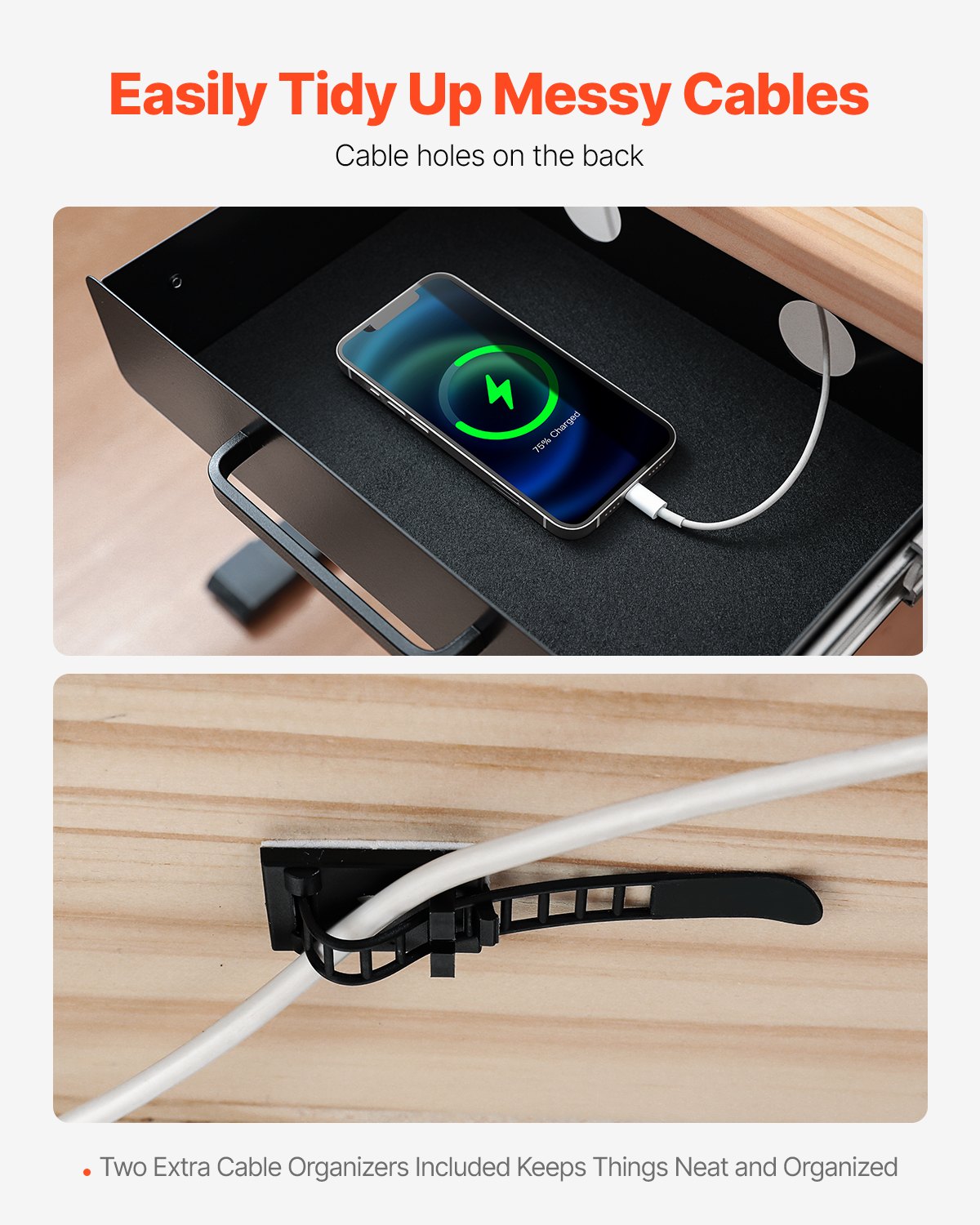 VEVOR 13" Wide Under Desk Drawer Slide Out, Under Desk Mounted Pull-out Drawer Attachment, Hidden Desktop Storage Organizer, Under Table Pencil Drawer for office Home Sit Stand Workstation, 15x9x3 in