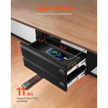 2 Drawer 16" Under Desk Drawer Organizer Slide-out Drawer Space Saver Office