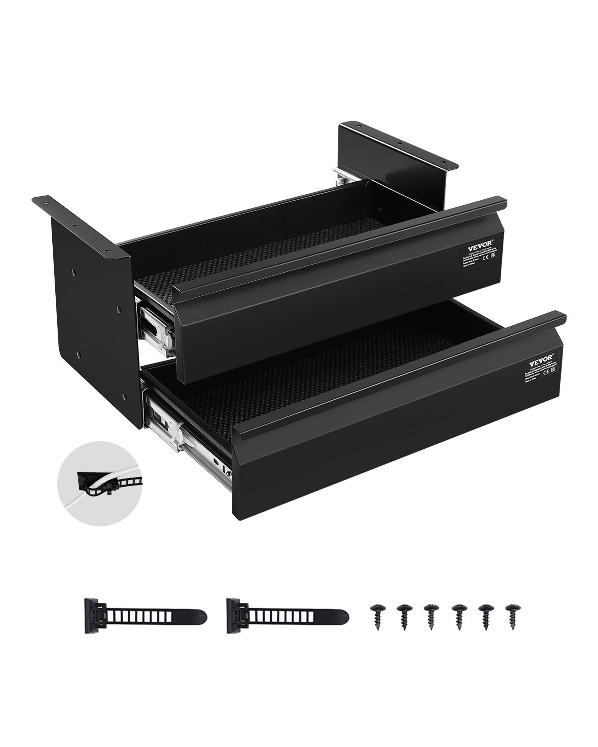 VEVOR 2 Drawer 40 cm Under Desk Drawer Organizer Slide-out Drawer Space Saver