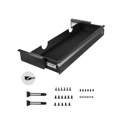 VEVOR 26" Wide Under Desk Drawer Slide Out, Under Desk Mounted Pull-out Drawer Attachment, Hidden Desktop Storage Organizer, Under Table Pencil Drawer for office Home Sit Stand Workstation, 29x9x4 in