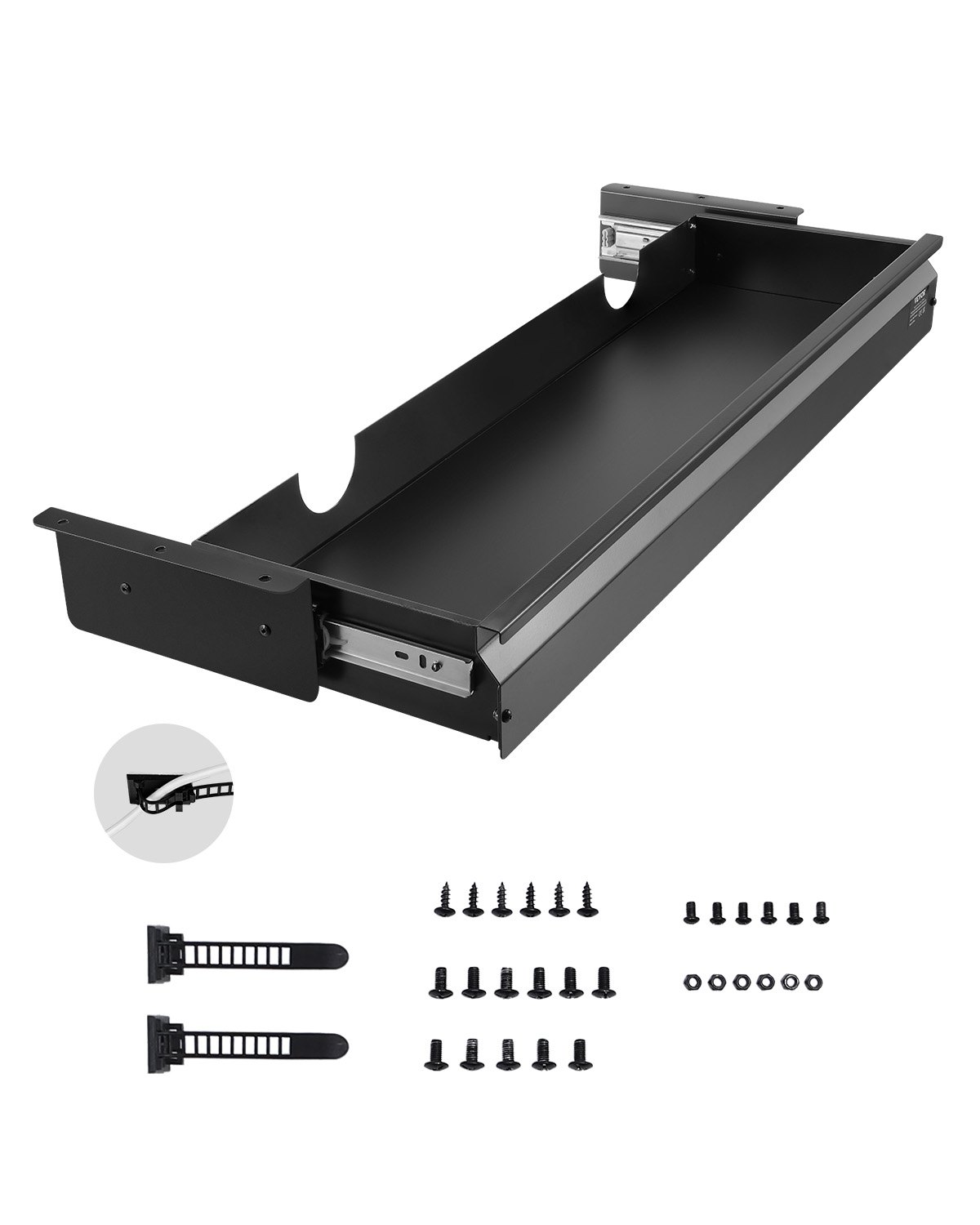 VEVOR 33" Wide Under Desk Drawer Slide Out, Under Desk Mounted Pull-out Drawer Attachment, Hidden Desktop Storage Organizer, Under Table Pencil Drawer for office Home Sit Stand Workstation, 33x9x4 in